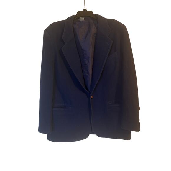GUC Softwear Vintage Men's Navy Blue Blazer 80% Wool One Button Lined Size L - Picture 1 of 6